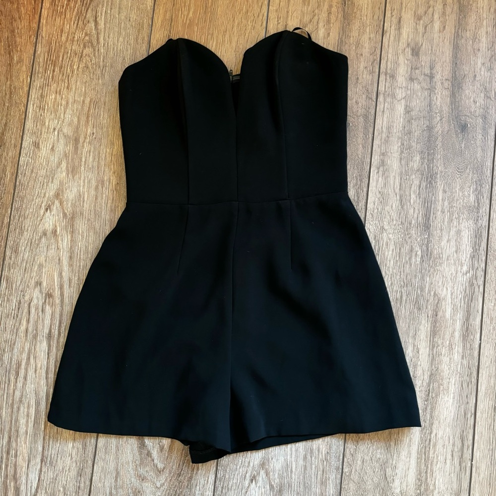 Amanda Uprichard Black Strapless Romper Dress